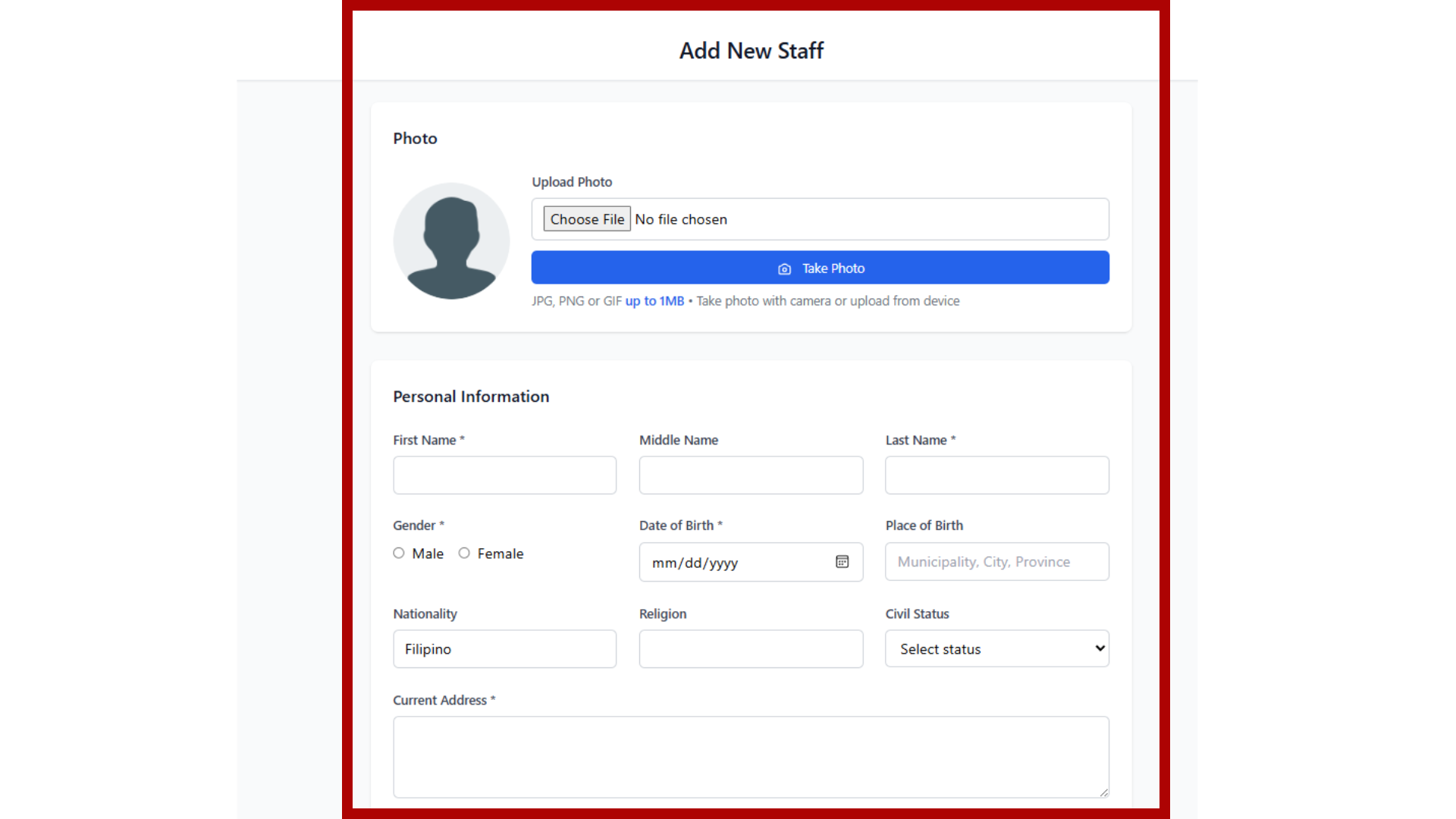 Staff Basic Information
